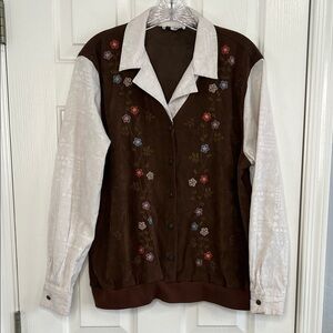 Vintage Alfred Dunner brown cream floral long sleeve top